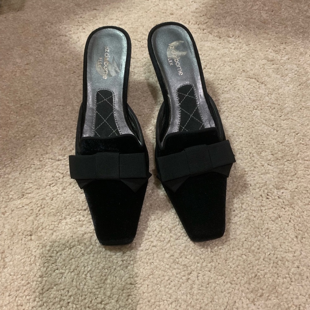 Black velvet mules